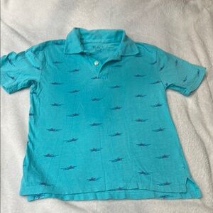 Blue Kids Shark Print Polo Shirt